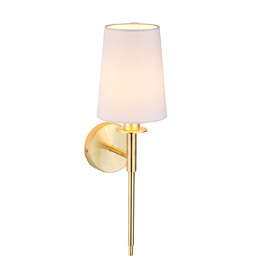 Cort Wall Lamp Satin Brass with Vintage White Shade