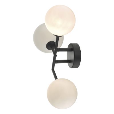 Euan 3lt Wall Light Black & Opal Glass