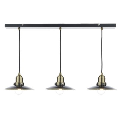 Hannover 3 Light Bar Pendant Black/ Antique Brass