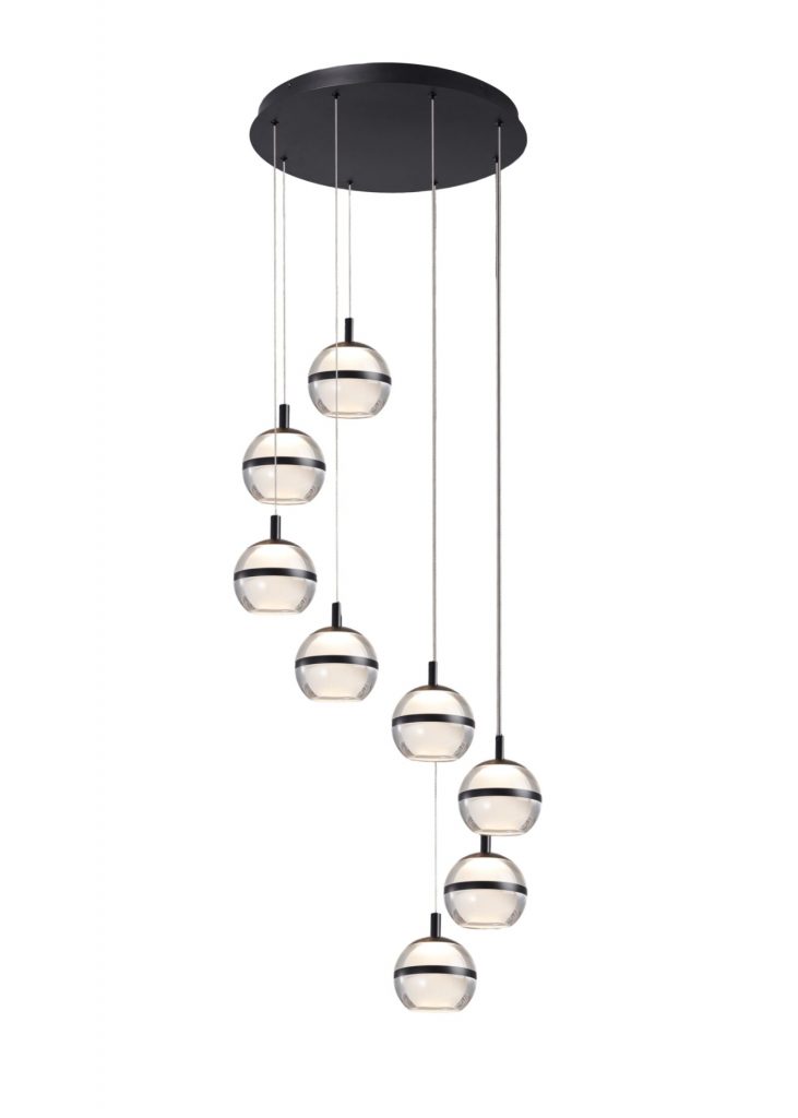 A2 - Latitude 8 Light LED Round Pendant Matt Black - Nottingham ...