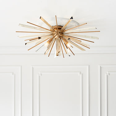 Harper 4 Light Glass Shard Semi Flush Antique Brass