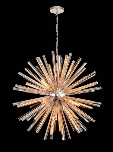 Rigel 16 Light Polished Nickel and Champagne Glass