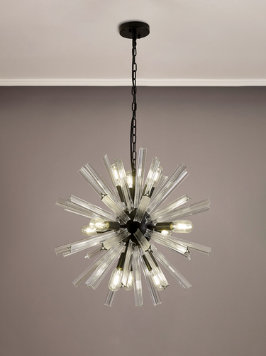 Rigel 10 Light Matt Black and Clear Glass