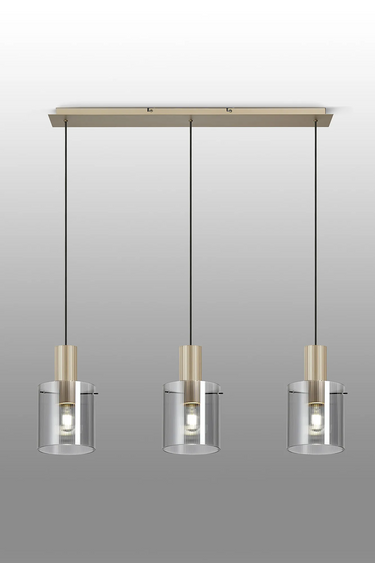 Madison Linear 3 Light, Light Gold with Narrow Ribbed Smoked Glass