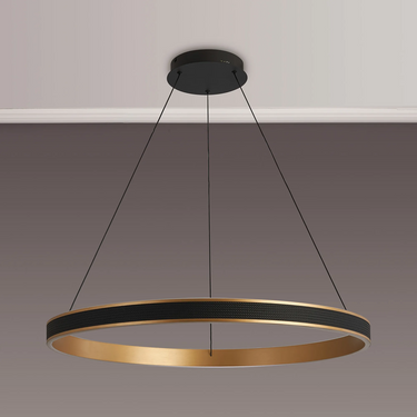 Tanner 80cm Round LED Pendant, Black & Gold Finish