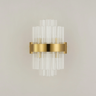 Exolon 4 Light Wall Bracket, Brass Finish with Clear Sculpted Glass