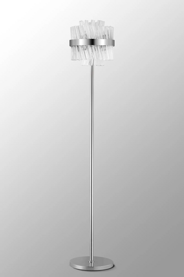 Exolon 8 Light Floor Lamp, Polished Nickel Finish with Clear Sculpted Glass