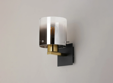 Manhattan Single Wall Light in Brass with Smoked Ombre Glass