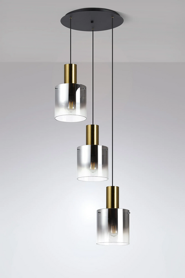Manhattan 3 Light Spiral in Brass with Smoked Ombre Glass