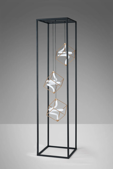 Cora Floor Lamp Painted Gold & Sand Black Finish