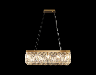 Layla 12 Light Linear, Gold with Clear Crystal