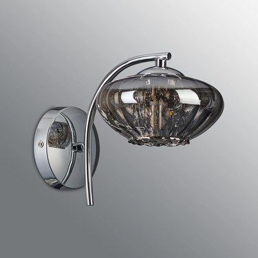 Rowan 1 Light Wall Lamp Polished Chrome & Smoked Glass