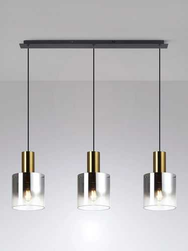 Manhattan 3 Light Bar in Brass with Smoked Ombre Glass
