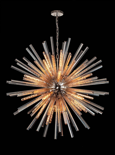 Rigel 32 Light Polished Nickel and Champagne Glass