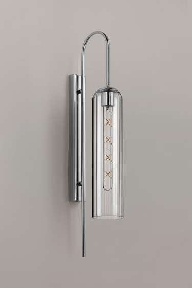 Callow Wall Light Polished Nickel with Clear Glass