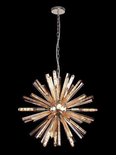 Rigel 10 Light Polished Nickel and Champagne Glass