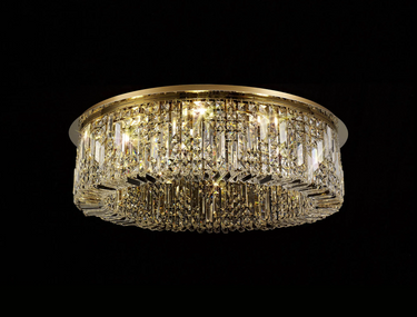 Layla 12 Light Flush, Gold with Clear Crystal