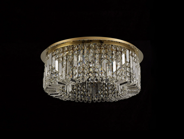 Layla 8 Light Flush, Gold with Clear Crystal