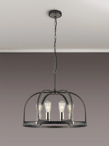 Quincy 6 Light Pendant/Semi Flush, Pewter and Polished Nickel