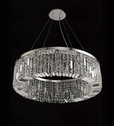 Layla 12 Light Pendant, Polished Chrome with Clear Crystal