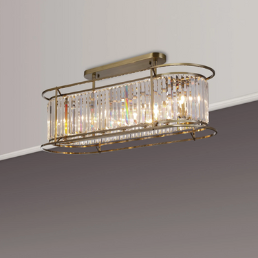 Dynasty 7 Light Dual Mount Linear Pendant Antique Brass