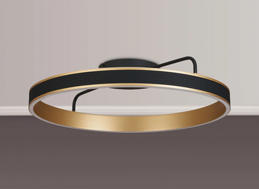 Tanner 60cm Round LED Flush, Black & Gold Finish