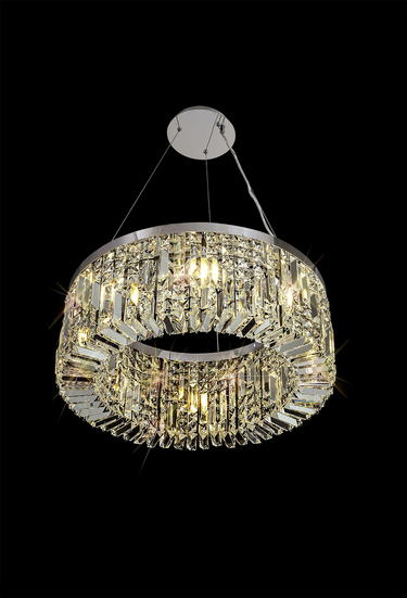 Layla 8 Light Pendant, Polished Chrome with Clear Crystal