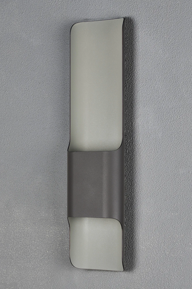 Veil Offset Anthracite Large Wall Light, Open Curve Shade, Warm White