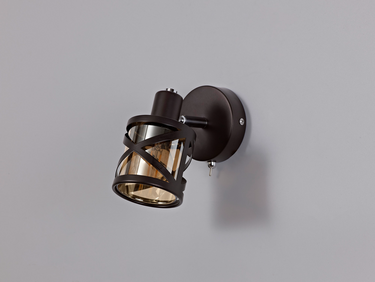 Emery Single Spot, Oiled Bronze with Amber Glass