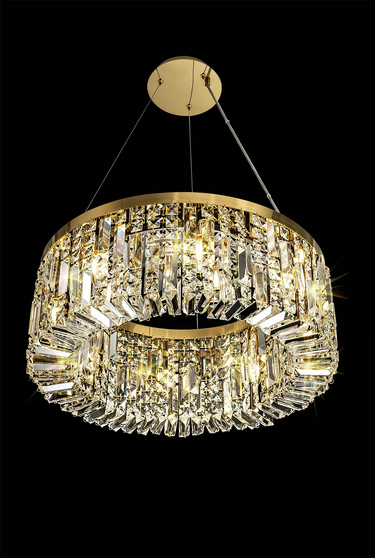 Layla 8 Light Pendant, Gold with Clear Crystal