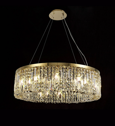 Layla 12 Light Pendant, Gold with Clear Crystal