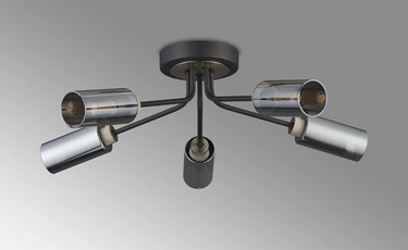 Mason 5 Light Flush, Satin Nickel/Anthracite & Smoked Glass