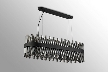 Exolon 24 Light 1m Linear Pendant, Satin Black Finish with Smoked Sculpted Glass