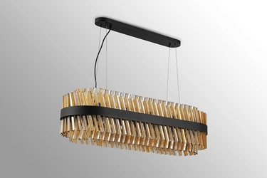 Exolon 24 Light 1m Linear Pendant, Satin Black Finish with Amber Sculpted Glass