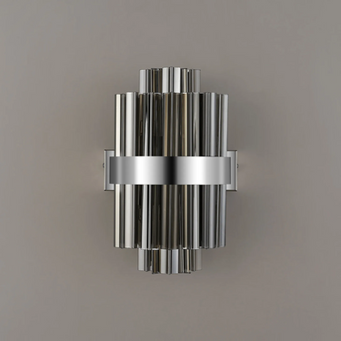 Exolon 4 Light Wall Bracket, Polished Nickel Finish with Smoked Sculpted Glass