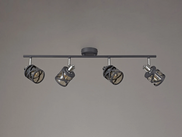 Emery 4 Light Spot, Matt Grey with Cognac Glass