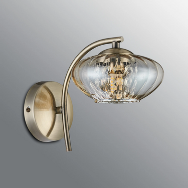 Rowan 1 Light Wall Lamp Antique Brass & Cognac Glass