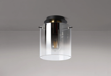 Manhattan Single Flush in Brass with Smoked Ombre Glass