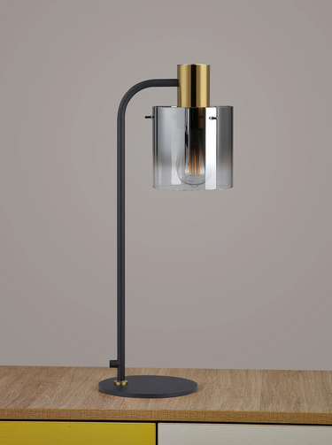 Manhattan Large Table Lamp in Brass with Smoked Ombre Glass