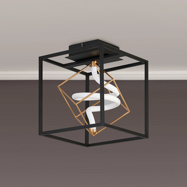 Cora Semi Flush Painted Gold & Sand Black Finish