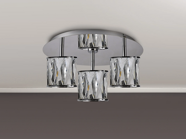 Miles 35cm Round 3 Light Flush, Polished Chrome with Clear Crystal