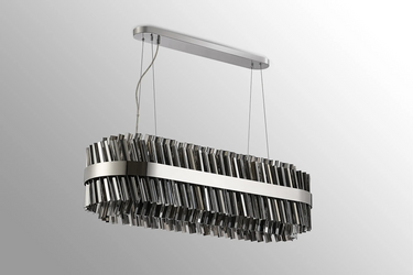 Exolon 24 Light 1m Linear Pendant, Polished Nickel Finish with Smoked Sculpted Glass