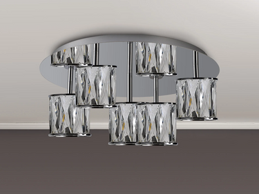 Miles 46cm Round 5 Light Flush, Polished Chrome with Clear Crystal