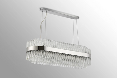 Exolon 24 Light 1m Linear Pendant, Polished Nickel Finish with Clear Sculpted Glass