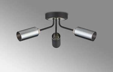 Mason 3 Light Flush, Satin Nickel/Anthracite & Smoked Glass