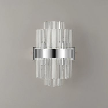 Exolon 4 Light Wall Bracket, Polished Nickel Finish with Clear Sculpted Glass