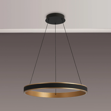 Tanner 60cm Round Pendant, Black & Gold Finish