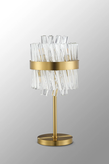 Exolon 6 Light Table Lamp, Brass Finish with Clear Sculpted Glass
