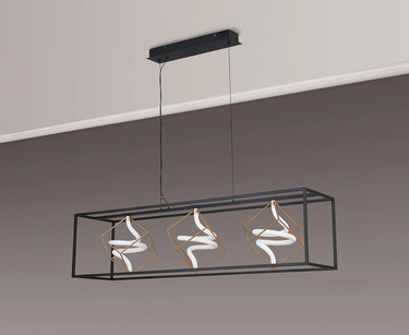 Cora Linear Pendant Painted Gold & Sand Black Finish