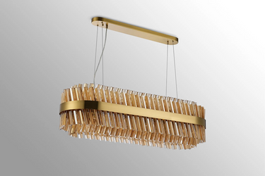 Exolon 24 Light 1m Linear Pendant, Brass Finish with Amber Sculpted Glass